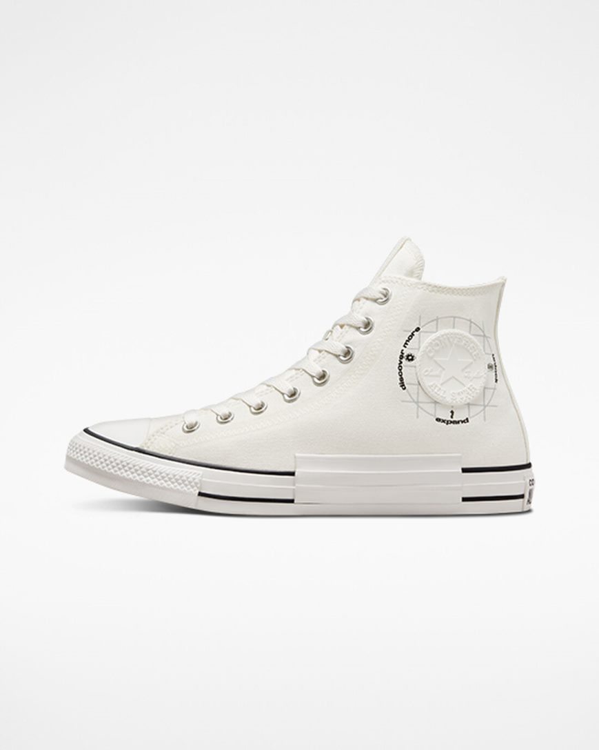 Tenis Converse Chuck Taylor All Star Grid Logo Cano Alto Feminino Branco | PT J0T7314